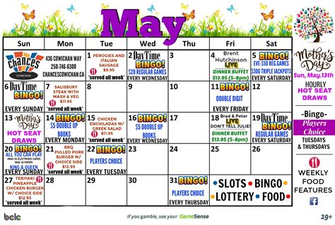 foxwood bingo calendar  Family Zone
